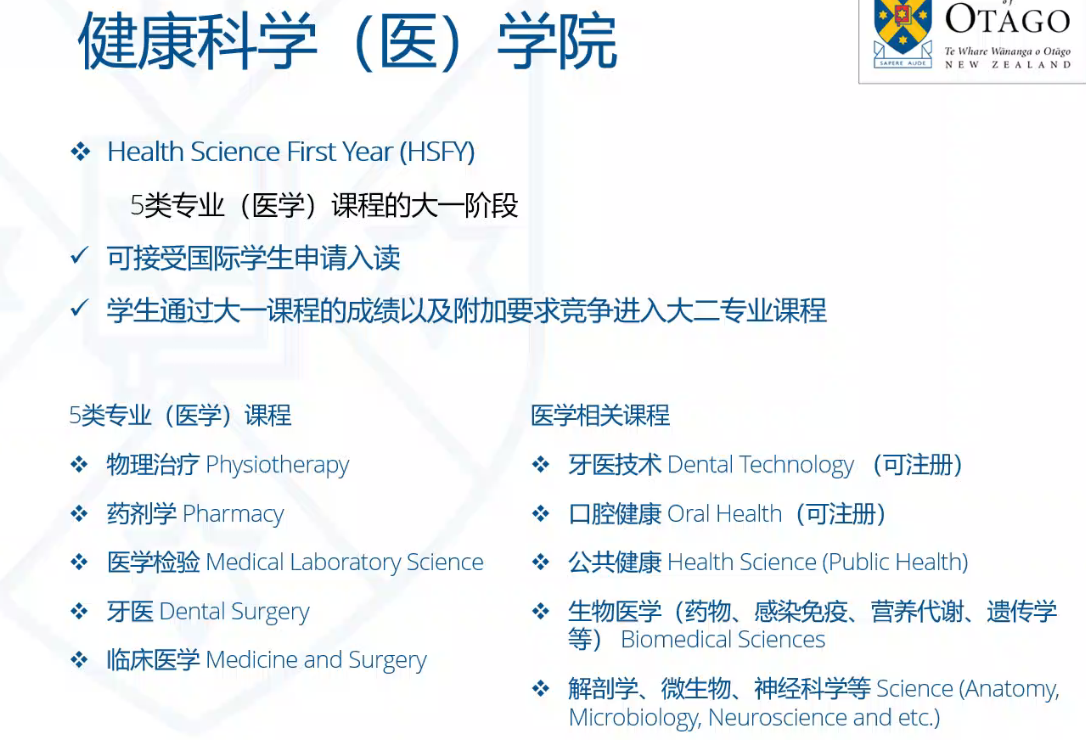 新西兰接受高考分数申请的医学课程(图1)