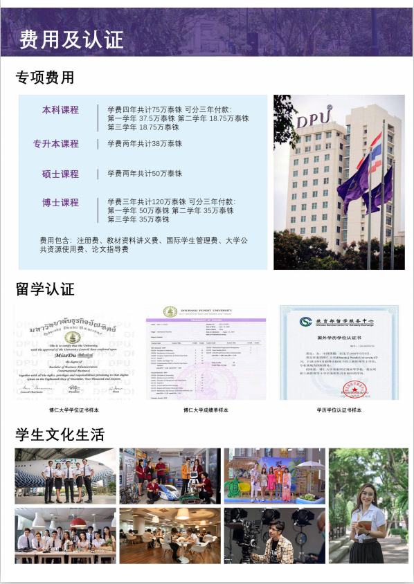 可学历认证的泰国学校-博仁大学简介(图7)