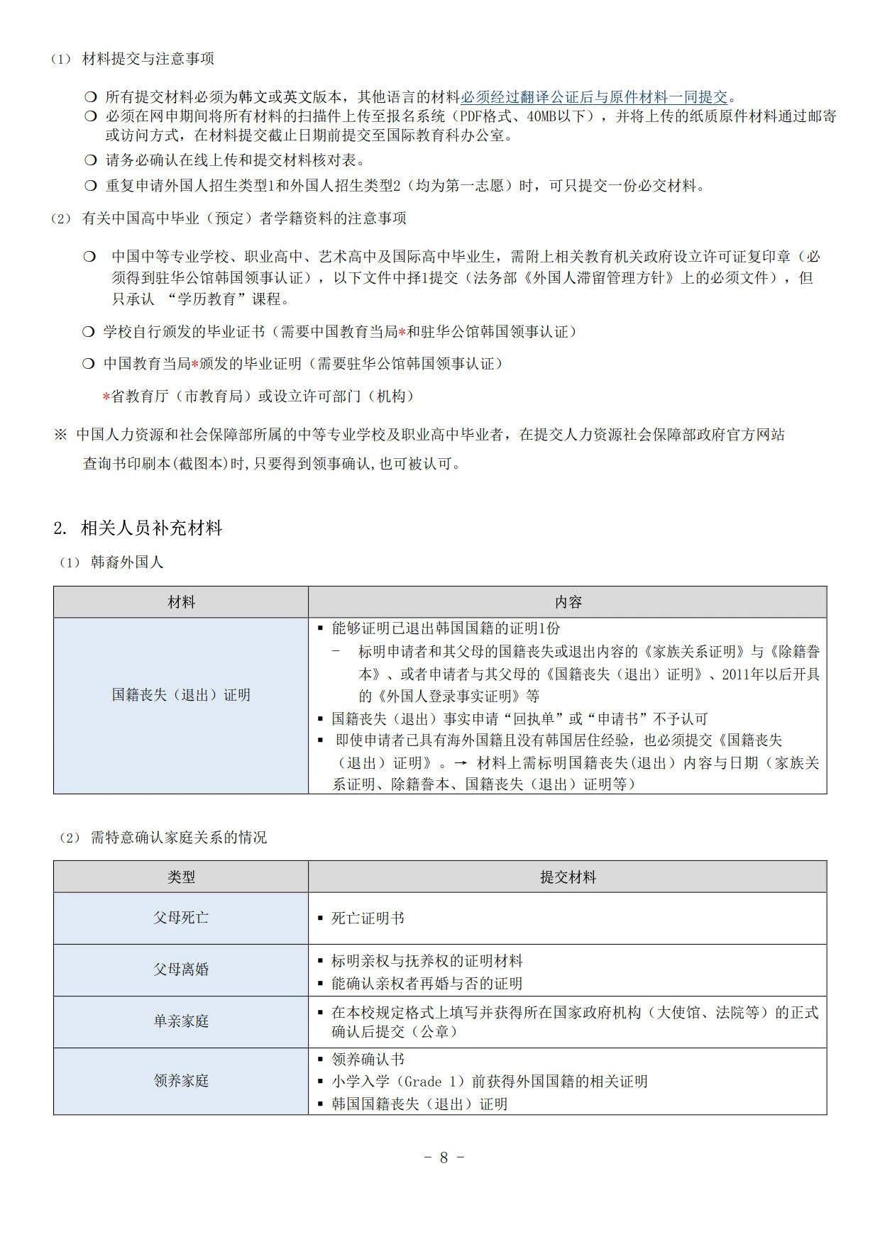 2025年3月高丽大学本科新生/插班简章(图10)