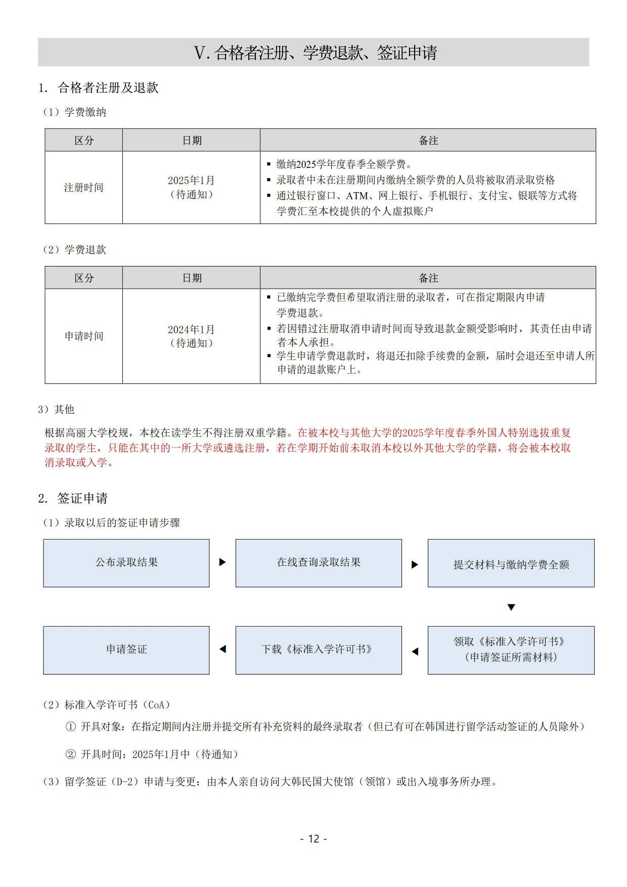 2025年3月高丽大学本科新生/插班简章(图28)